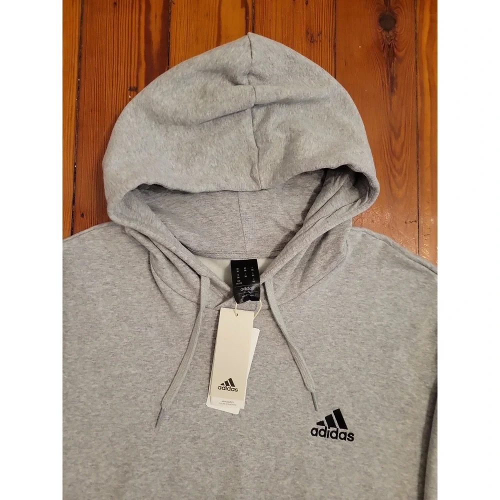 Adidas Hoodie Mens 3XL Pullover Gray Sport Activewear Everyday Gym Cotton Blend